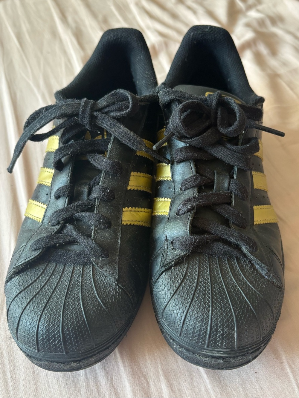 Adidas Originals Superstar Black Gold Shoes Youth Size 6 (Fits Women's 7.5 - 8)